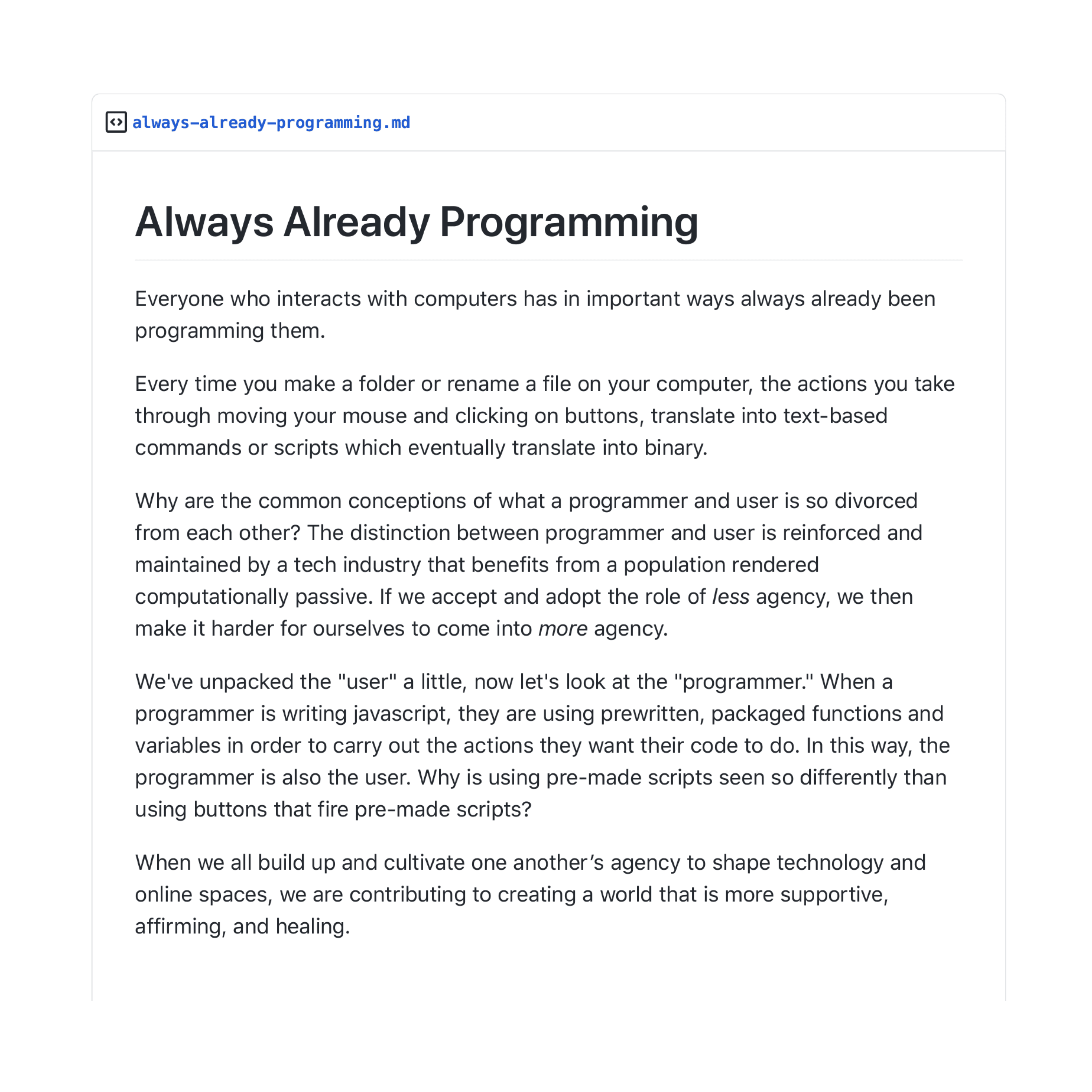 Always Already Programming